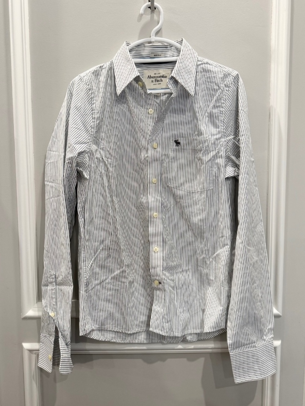 NWT Vintage Y2K Abercrombie & Fitch Muscle Fit Blue White Button Down Shirt M